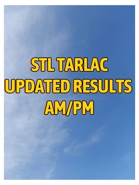 STL Tarlac Results April 1 to 30, 2024.